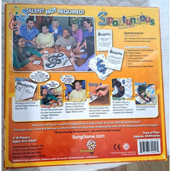 SPONTUNEOUS - The Song Game, Sing It or Shout It, Talent NOT Required Sealed! - Picture 6 of 9